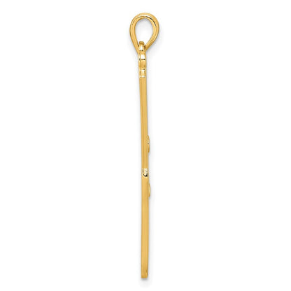 14k Yellow Gold Polished Curling Wand Pendant