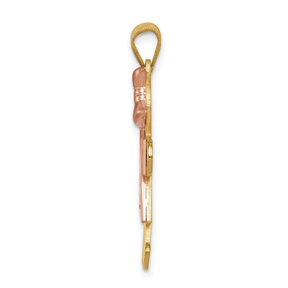 14k Two-Tone Gold AA Diamond Kid Pendant