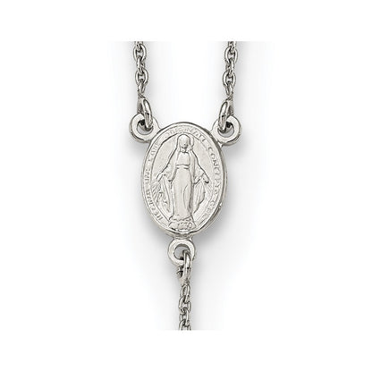 Sterling Silver Rhodium-plated Beaded Rosary 27 inch Necklace