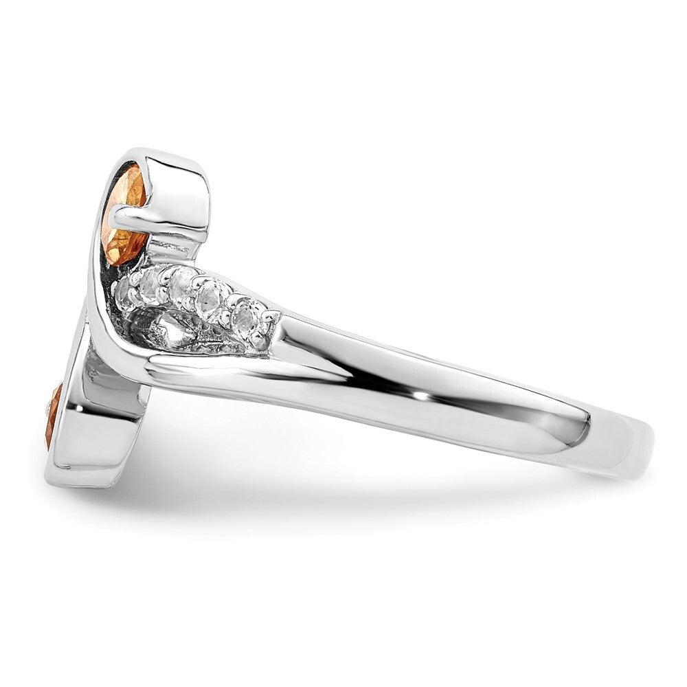 Sterling Silver Rhod-plated .60t.w. Citrine & White Topaz Swirl Ring Size 7