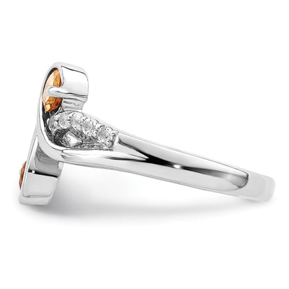 Sterling Silver Rhod-plated .60t.w. Citrine & White Topaz Swirl Ring Size 7