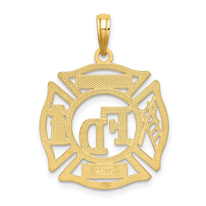 14k Yellow Gold FD LADIES AUX in Shield Charm Pendant for Women