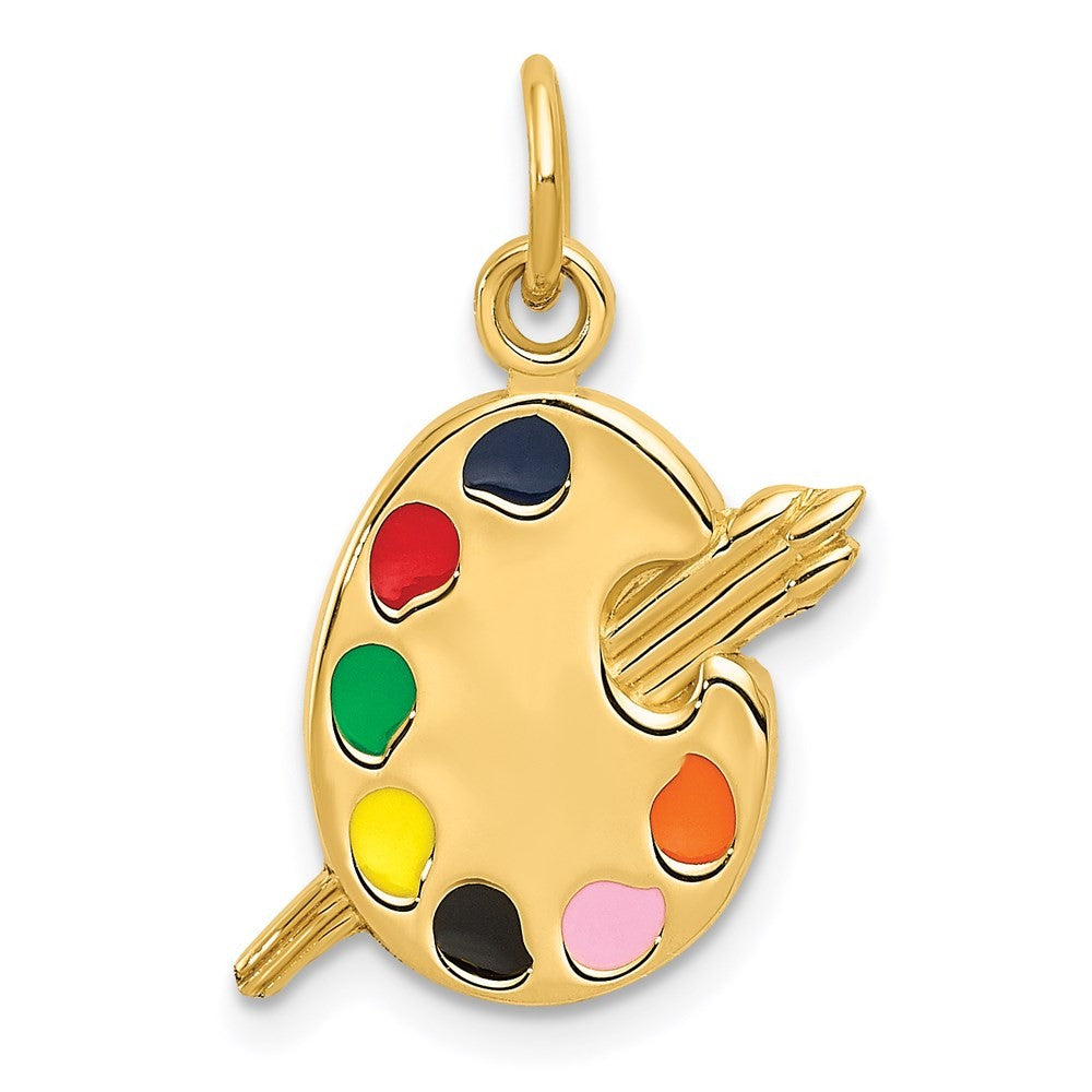 14k Yellow Gold Enameled Artist Palette Charm Pendant