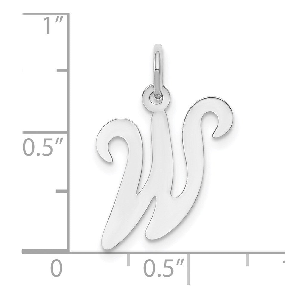 14k White Gold Script Letter W Initial Charm Pendant for Women