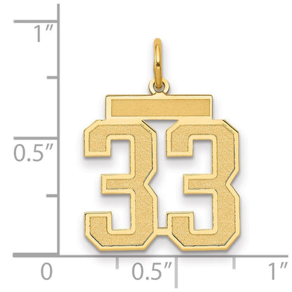 14k Yellow Gold Medium Satin Number 33 Charm