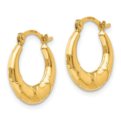 14k Yellow Gold Hollow X Hoop Earrings