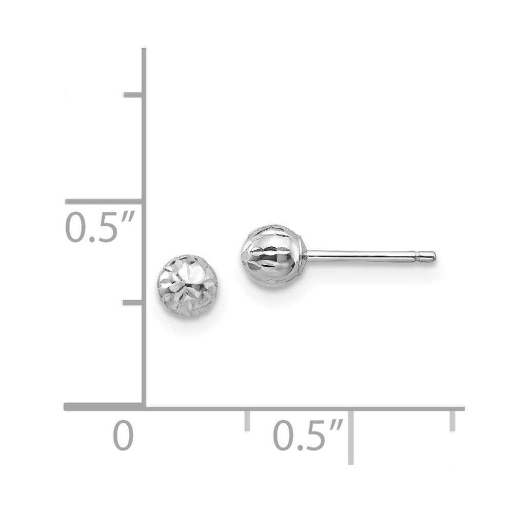 14K White Gold Diamond Cut 4M Ball Stud Earrings Gift for Women