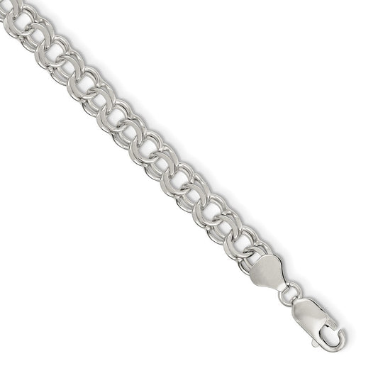 Sterling Silver 7.6mm Double Link Charm Bracelet