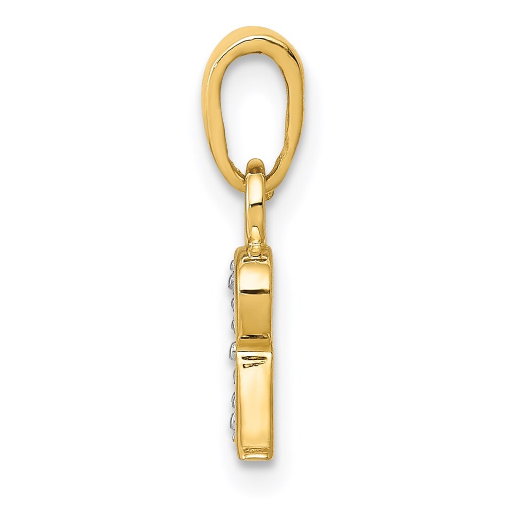14k Yellow Gold with Rhodium Diamond Letter R Initial Pendant for Women