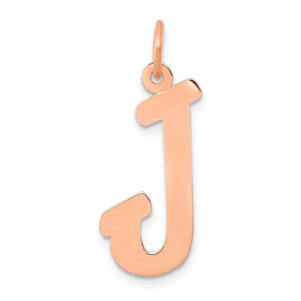 14k Rose Gold Small Script Letter J Initial Charm Pendant for Women