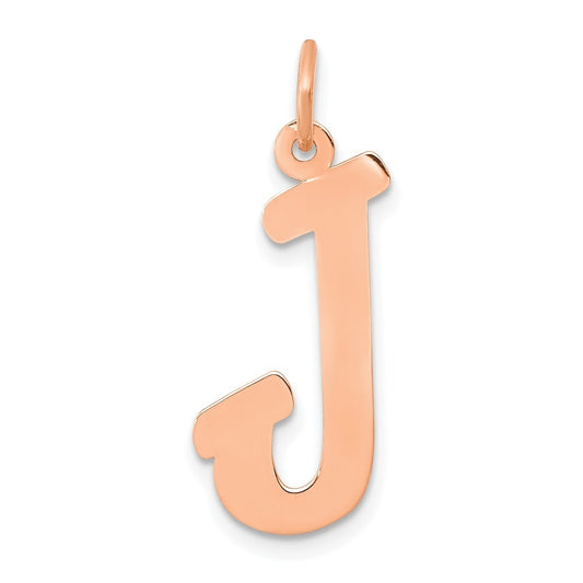 14k Rose Gold Small Script Letter J Initial Charm Pendant for Women