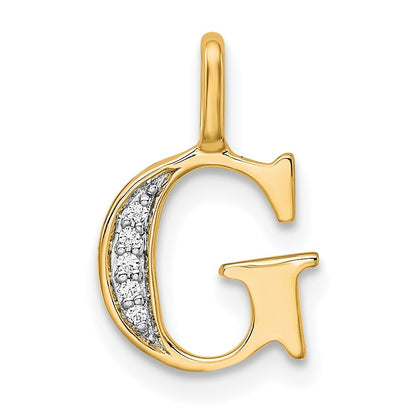 14k Yellow Gold Diamond Letter G Initial Pendant