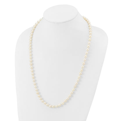 14k White Gold 7-8mm White Near Round Freshwater Cultured Pearl 24 inch Necklace