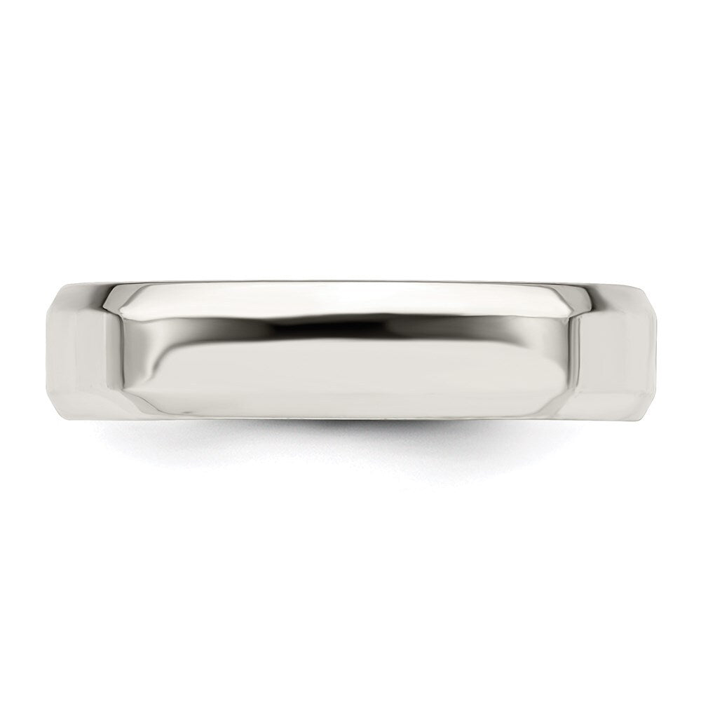 Sterling Silver 5mm Beveled Edge Size 9 Band Ring