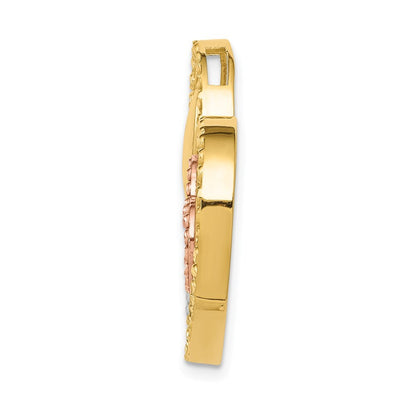 14k Two-tone Gold Yellow & Rhodium Heart Chain Slide Pendant for Women