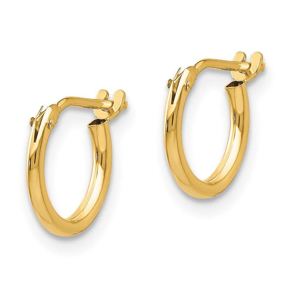 14k Yellow Gold 1.25mm Half Hoop Earrings Gift for Women