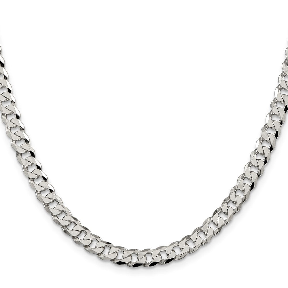 Sterling Silver 6mm Beveled Curb Chain Necklace