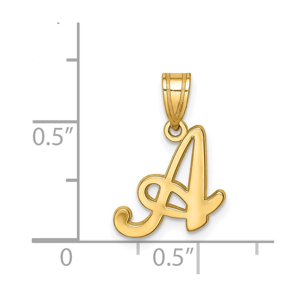 14k Yellow Gold Script Letter A Initial Pendant