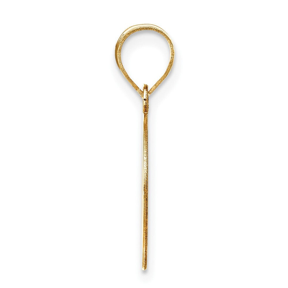 14k Yellow Gold Polished Etched Letter O Initial Pendant for Women