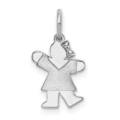 14k White Mini Girl Kiss Charm Pendant