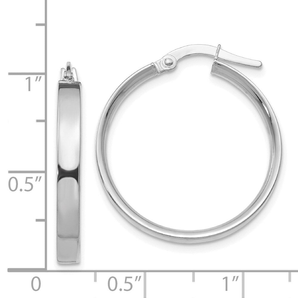 14K White Gold 3mm Medium Hoop Earrings Gift for Women
