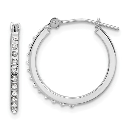 14K White Gold Diamond Fascination Polished Hoop Earrings Gift for Women