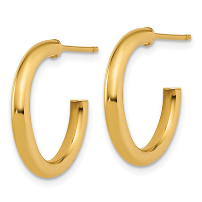 14k Yellow Gold Polished 2.5 x 20mm Tube C-Hoop Earrings Gift for Women