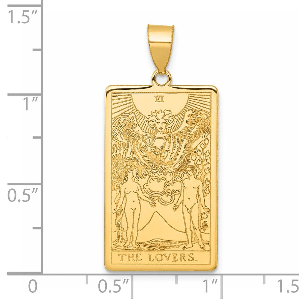 14k Yellow Gold The Lovers Tarot Card Pendant for Women