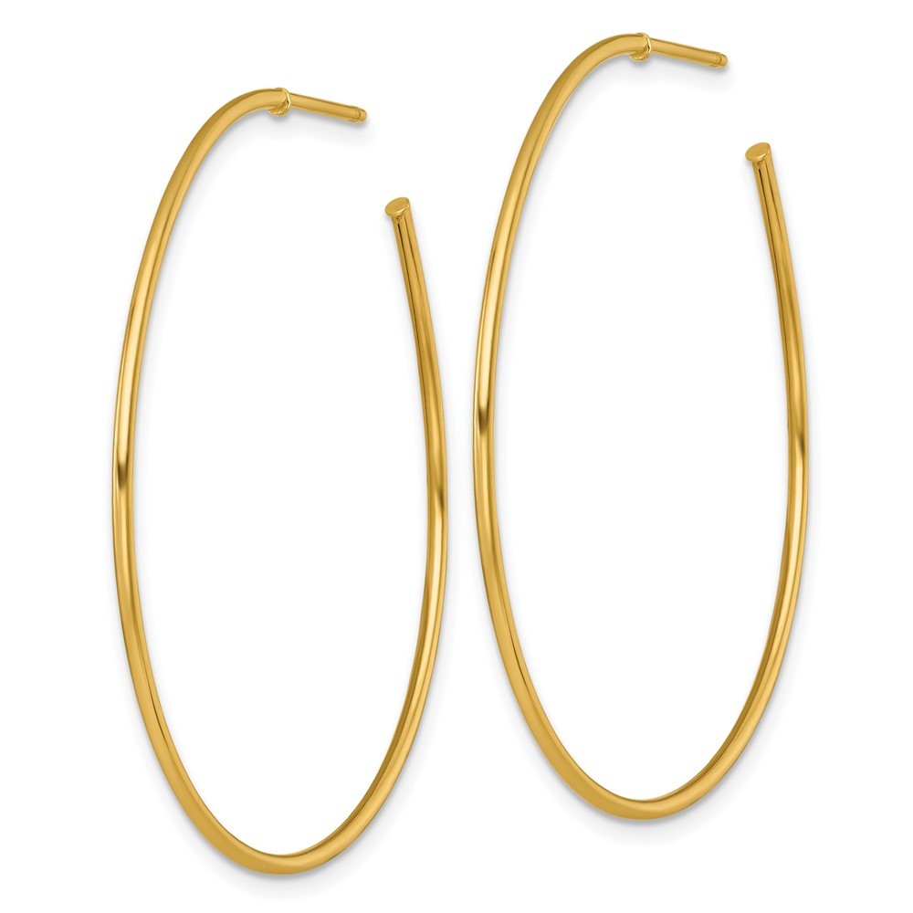 14k Yellow Gold Polished 1.2 x 45mm Solid C-Hoop Earrings