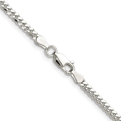 Sterling Silver Rhodium-plated Polished 2.9mm Domed Curb Chain Necklace