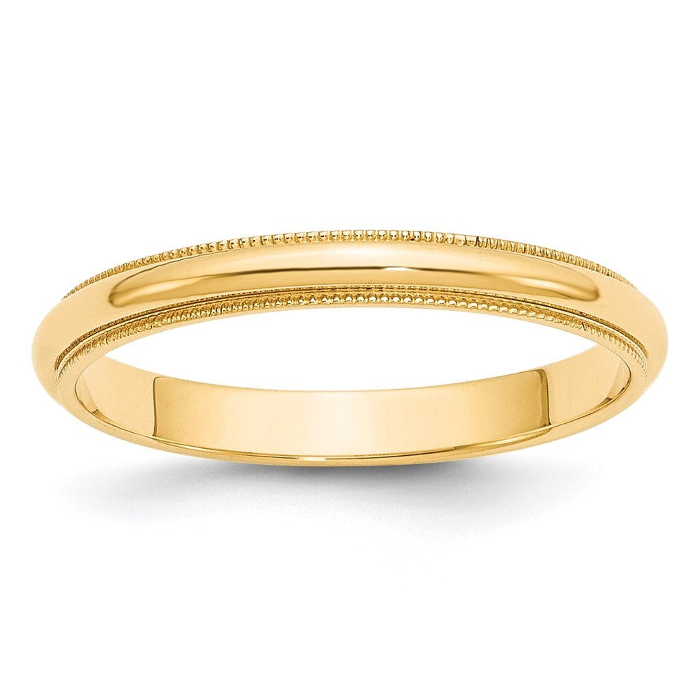 14k Yellow Gold  3mm Milgrain Half Round Wedding Band Ring Size 8.5