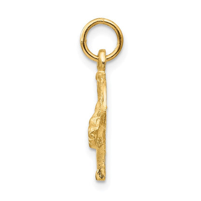 14k Yellow Gold Diamond-cut Horse Head in Horseshoe Charm Pendant