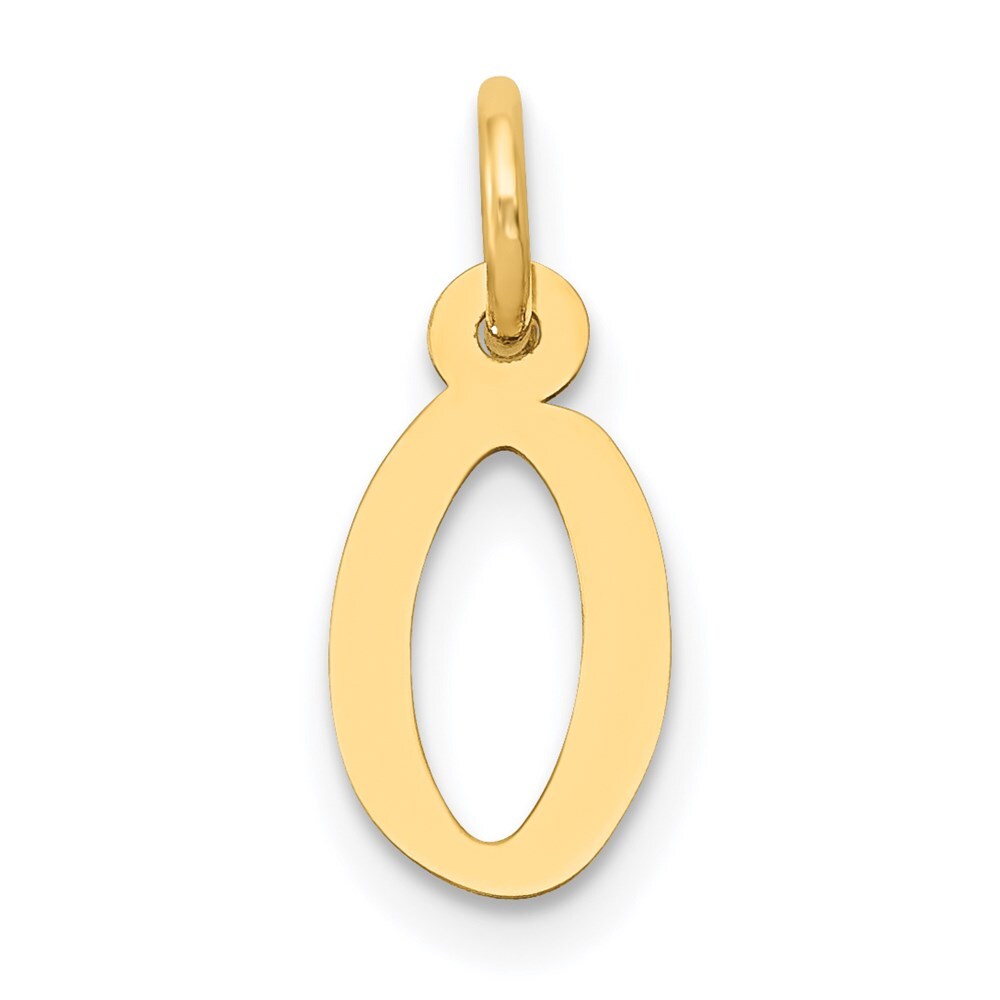14k Yellow Gold Small Slanted Block Letter O Initial Charm Pendant for Women