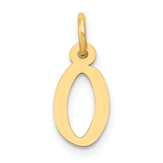 14k Yellow Gold Small Slanted Block Letter O Initial Charm Pendant for Women