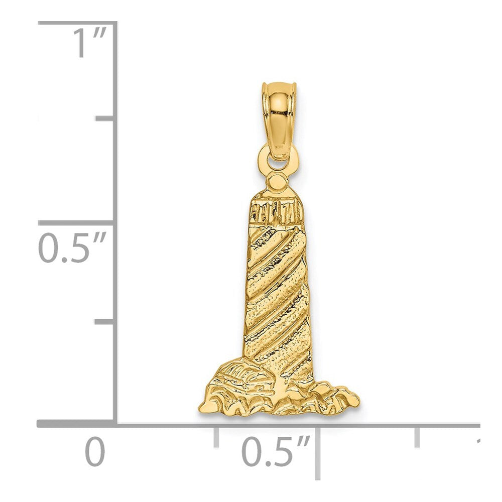 14k Yellow Gold Small Lighthouse Building Charm Pendant for Women