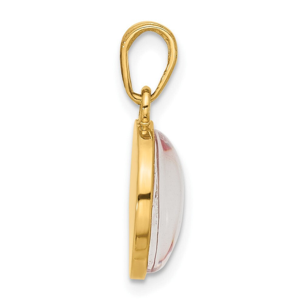 14k Yellow Gold Polished with Pink Enamel Clear Epoxy Resin It's A Girl Pendant