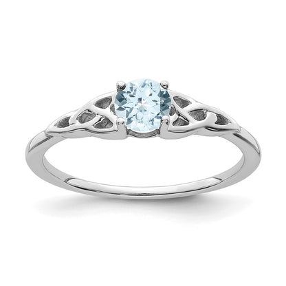 14K White Gold Aquamarine Celtic Knot Ring