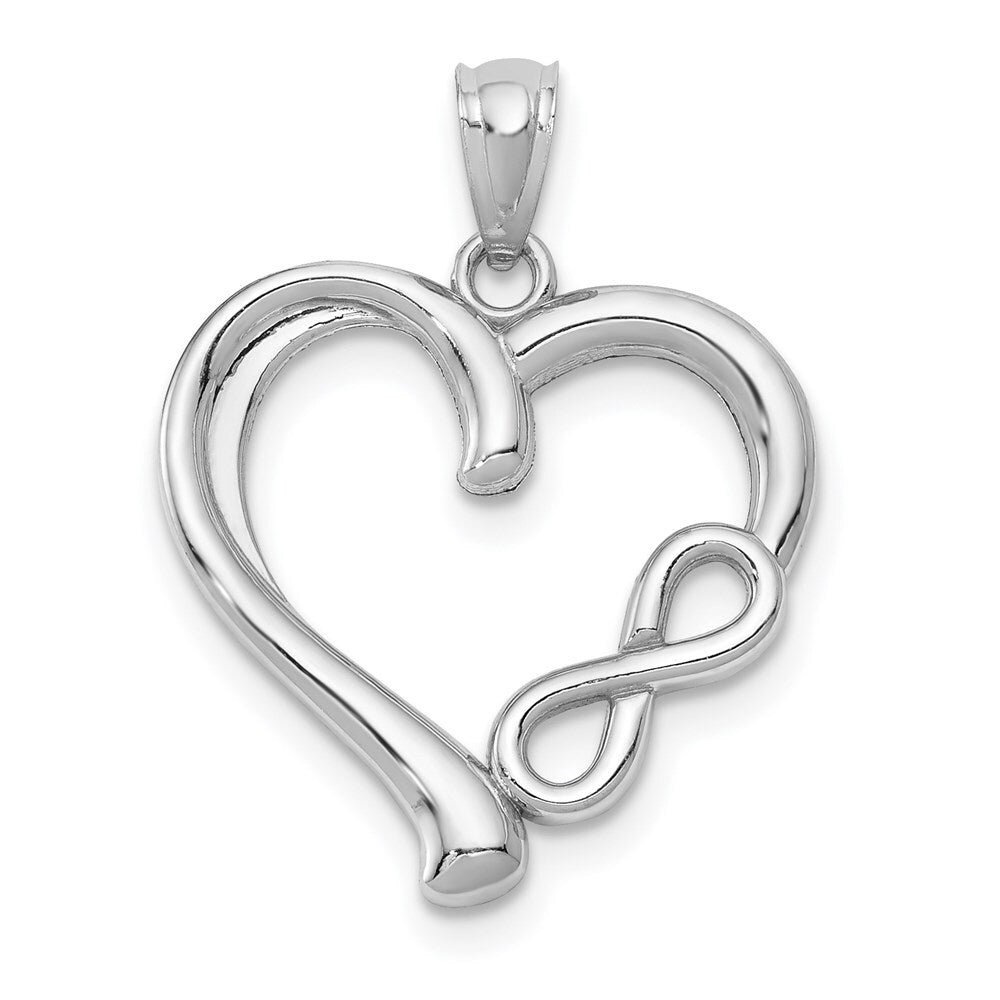 14k White Gold Polished Small Infinity Heart Pendant for Women