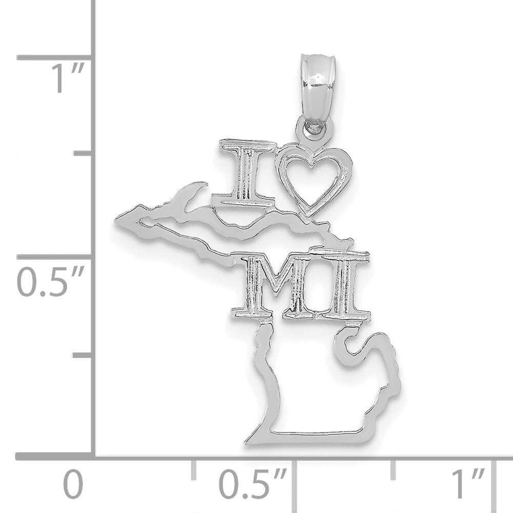 14k White Gold Solid Michigan State Pendant for Women