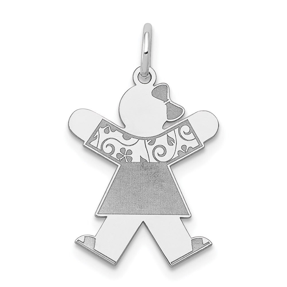 14k White Gold Kid Charm Pendant for Women