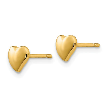 14k Yellow Gold Heart Stud Earrings Gift for Women