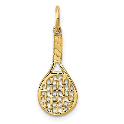 14k Yellow Gold Racquet Charm Pendant for Women