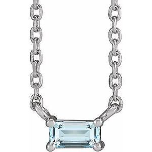 14k White Gold Natural Sky Blue Topaz Solitaire 18" Necklace