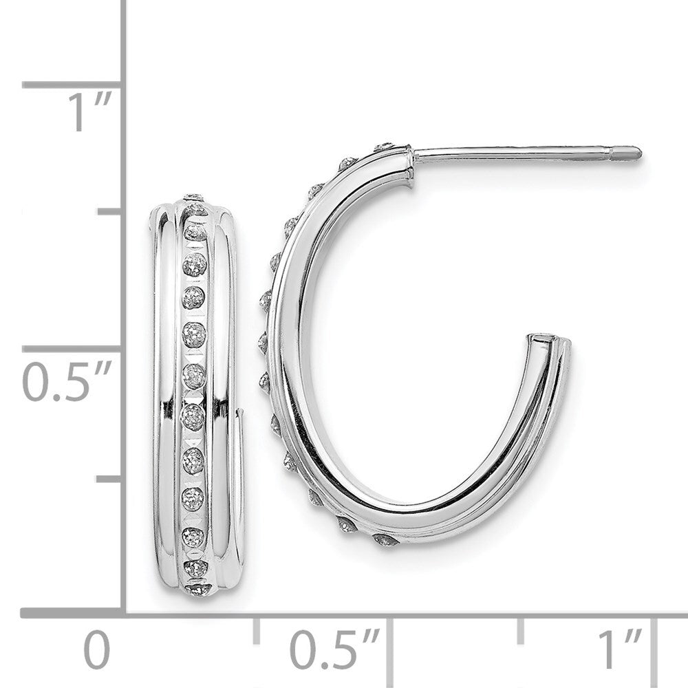 14k White Gold Diamond Fascination J Hoop Earrings Gift for Women
