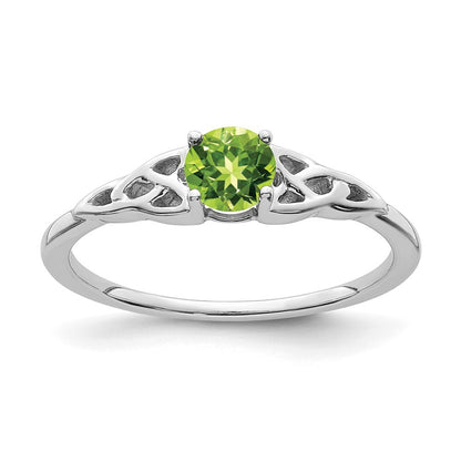 14K White Gold Peridot Celtic Knot Ring Size 7
