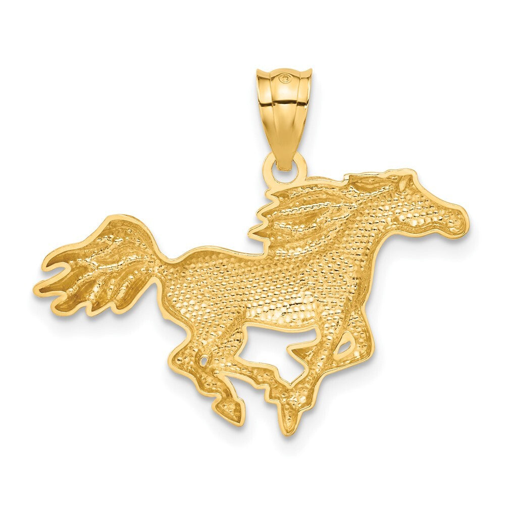 14k Yellow Gold Polished Horse Pendant for Women