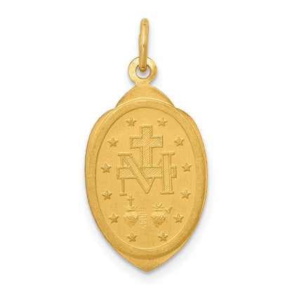 14k Yellow Gold Miraculous Medal Charm Pendant for Women