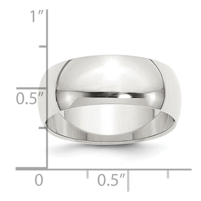 Sterling Silver 8mm Half Round Size 6 Band Ring