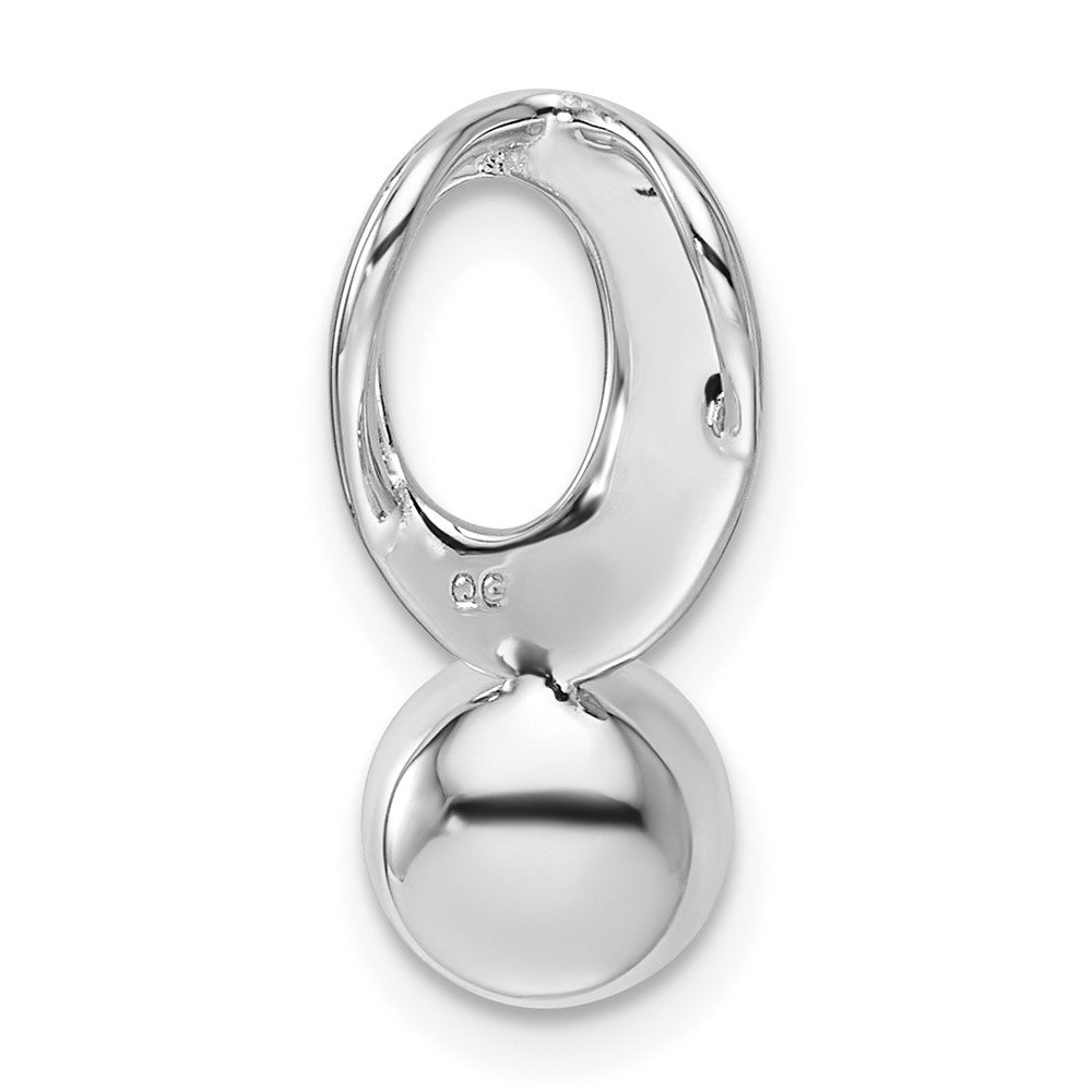 14K White Gold  1/15 carat Diamond and Freshwater Cultured Pearl Chain Slide