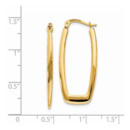 14k Yellow Gold Polished 2.25mm Rectangle Hoop Earrings Gift for Women